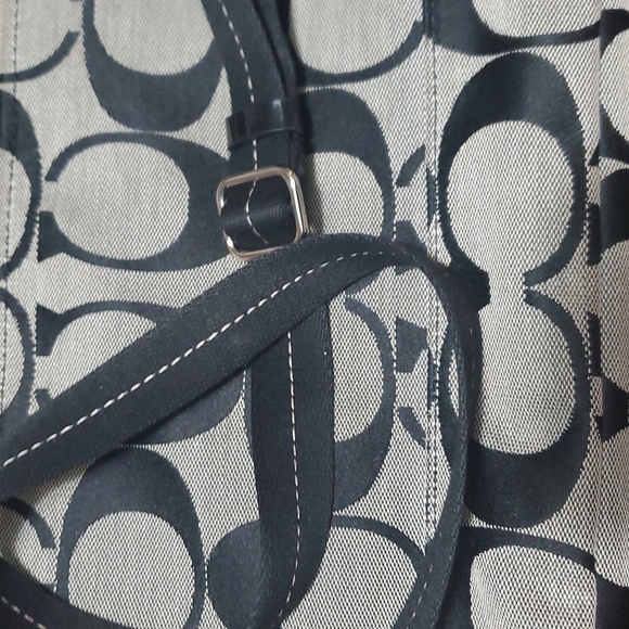 Coach Signature Black and Gray Women's Crossbody Bag. 12" Wide X 10" Tall. - Picture 9 of 13